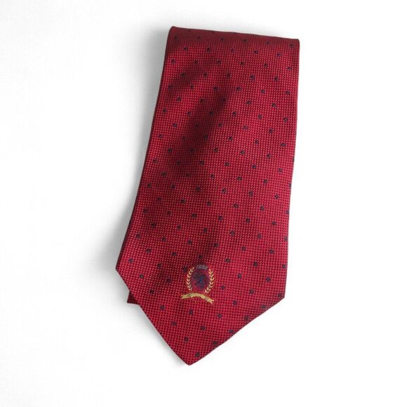 Tommy Hilfiger Vintage 90s Made in USA Dotted Neck Tie Red / Navy - Picture 1 of 7